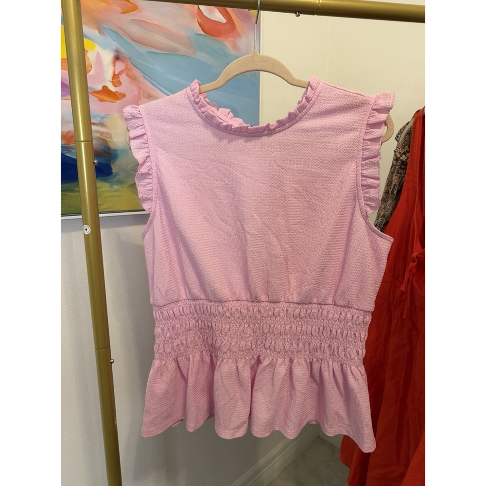 Cato Women's Pink Ruffle Cottage Core Blouse Shirt Top Size XL